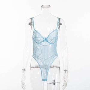 Cryptographic hot sale sheer lace bodysuit women backless transparent mesh bow sexy jumpsuit 2020 catsuit straps bodysuits thong