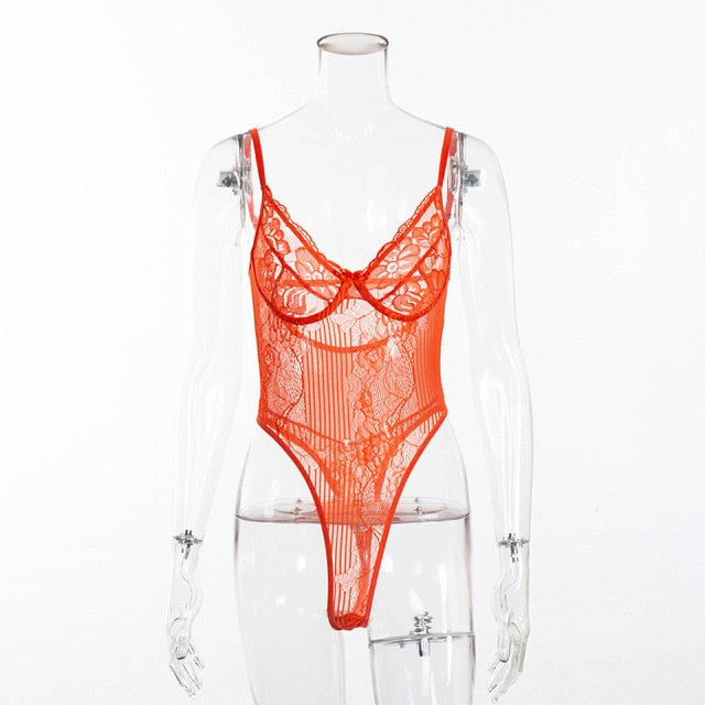 Cryptographic hot sale sheer lace bodysuit women backless transparent mesh bow sexy jumpsuit 2020 catsuit straps bodysuits thong