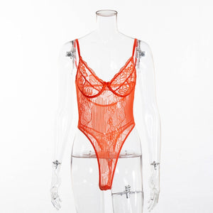 Cryptographic hot sale sheer lace bodysuit women backless transparent mesh bow sexy jumpsuit 2020 catsuit straps bodysuits thong