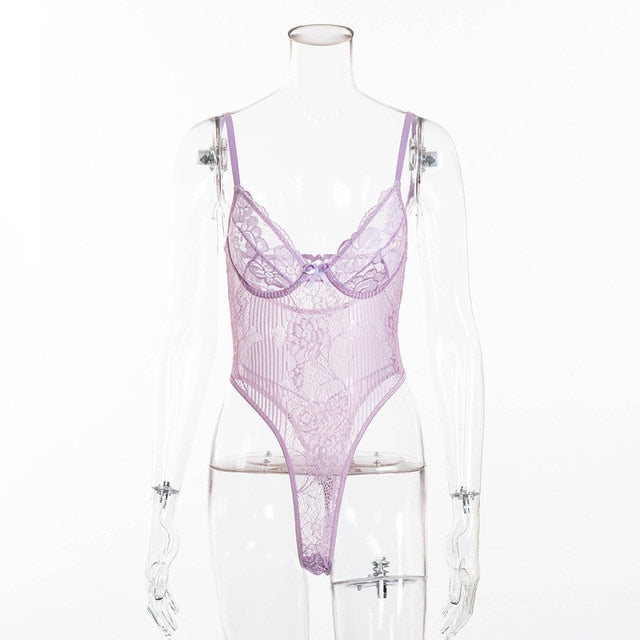 Cryptographic hot sale sheer lace bodysuit women backless transparent mesh bow sexy jumpsuit 2020 catsuit straps bodysuits thong