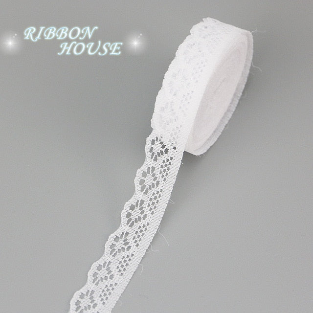 (10 yards/roll) 15mm white lace fabric Webbing Decoration packing Material pink red blue