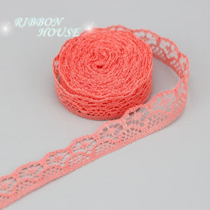 (10 yards/roll) 15mm white lace fabric Webbing Decoration packing Material pink red blue