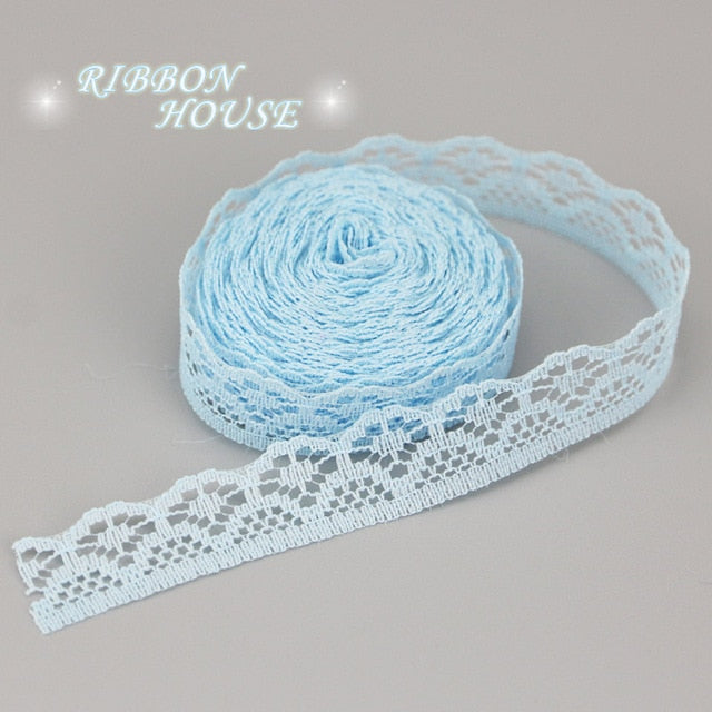 (10 yards/roll) 15mm white lace fabric Webbing Decoration packing Material pink red blue