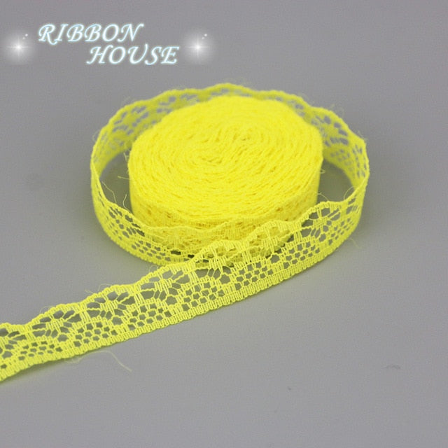 (10 yards/roll) 15mm white lace fabric Webbing Decoration packing Material pink red blue
